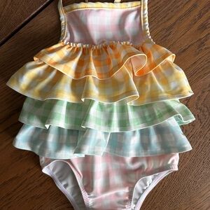 MudPie Colorful Gingham Ruffle Swimsuit